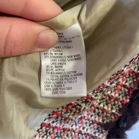 ESCADA Exclusive For Neiman Marcus Tweed Checked Jacket with Brown Trim Size 34 - Picture 9 of 11